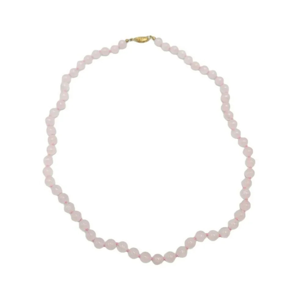 Pink Polished Rose Quartz Stone Hand Knotted Beade